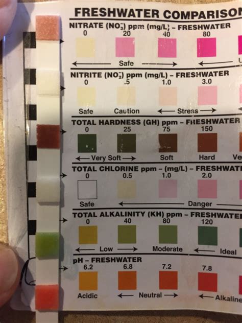 aquarium water testing chart